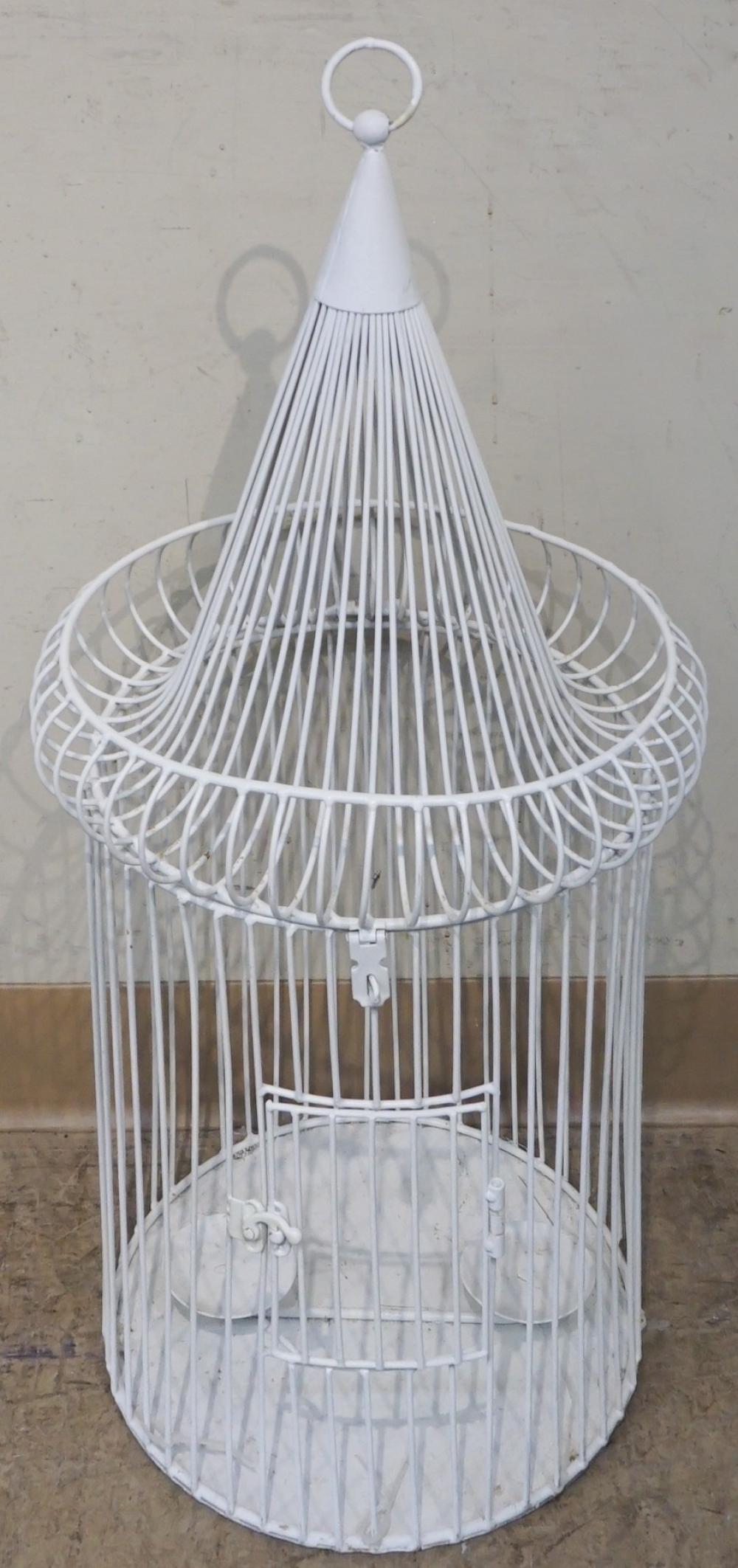 WHITE PAINTED METAL BIRD CAGE  32d087