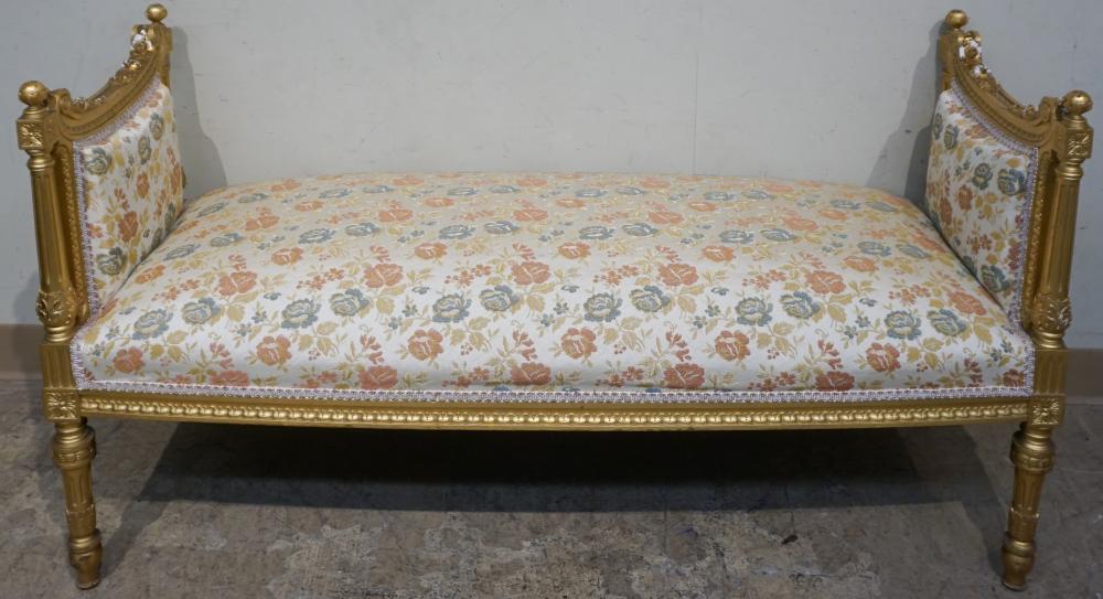 LOUIS XVI STYLE GILT PAINTED UPHOLSTERED 32d0e5