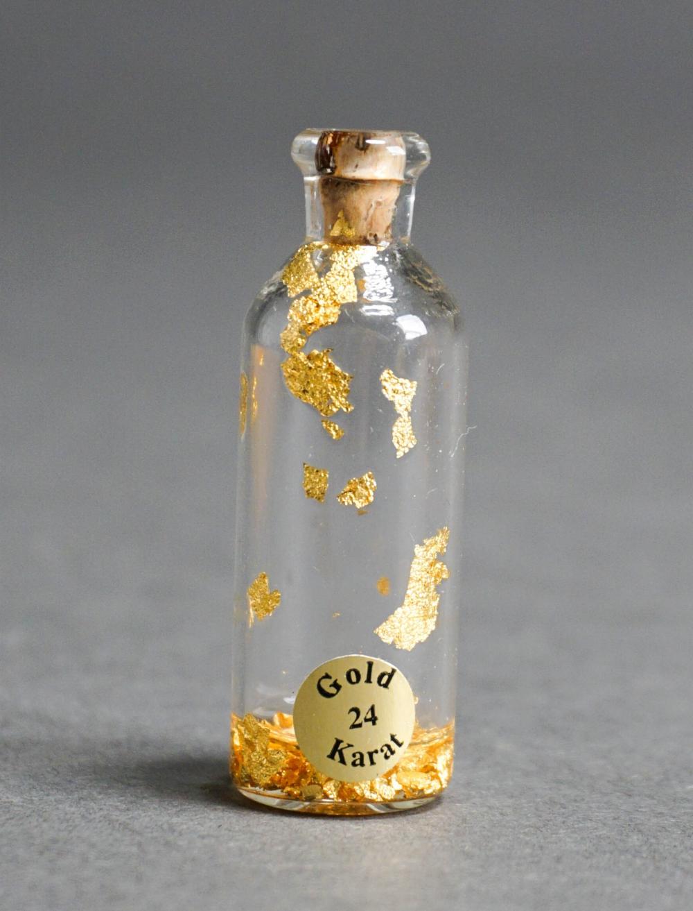 VIAL OF GOLD FLAKES WITH SET OF