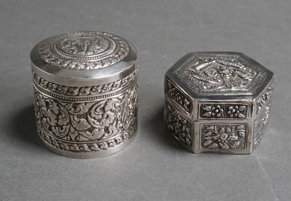 TWO CAMBODIAN STERLING SILVER BOXES  32d1eb