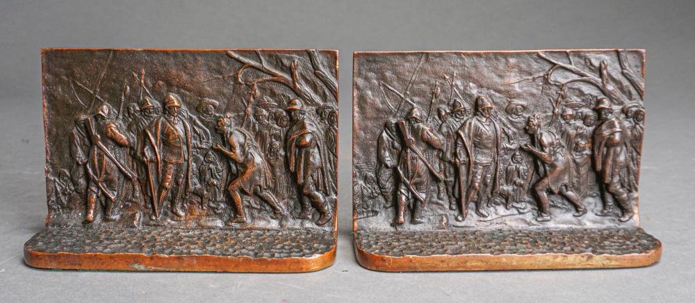 PAIR BRONZE BOOKENDS WITH AMERICAN