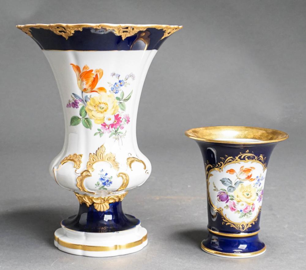 TWO MEISSEN PARCEL GILT POLYCHROME