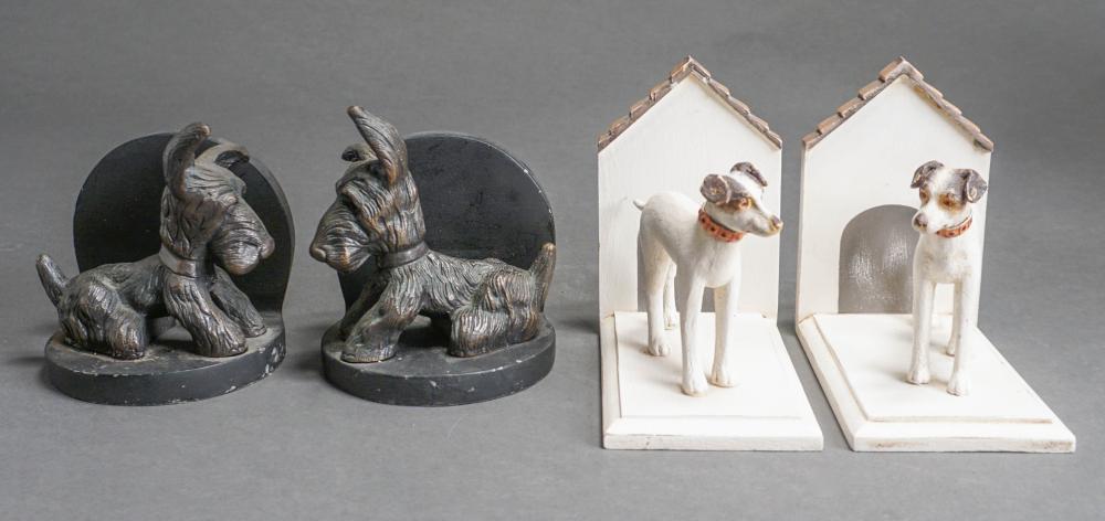 TWO PAIRS METAL AND WOOD DOG-FORM