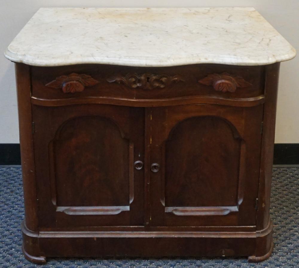 VICTORIAN MAHOGANY MARBLE TOP SIDE