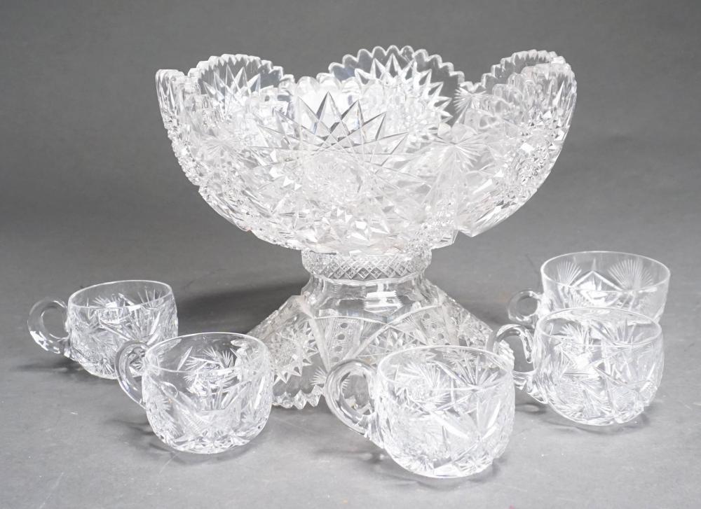 CUT CRYSTAL PEDESTAL PUNCH BOWL WITH