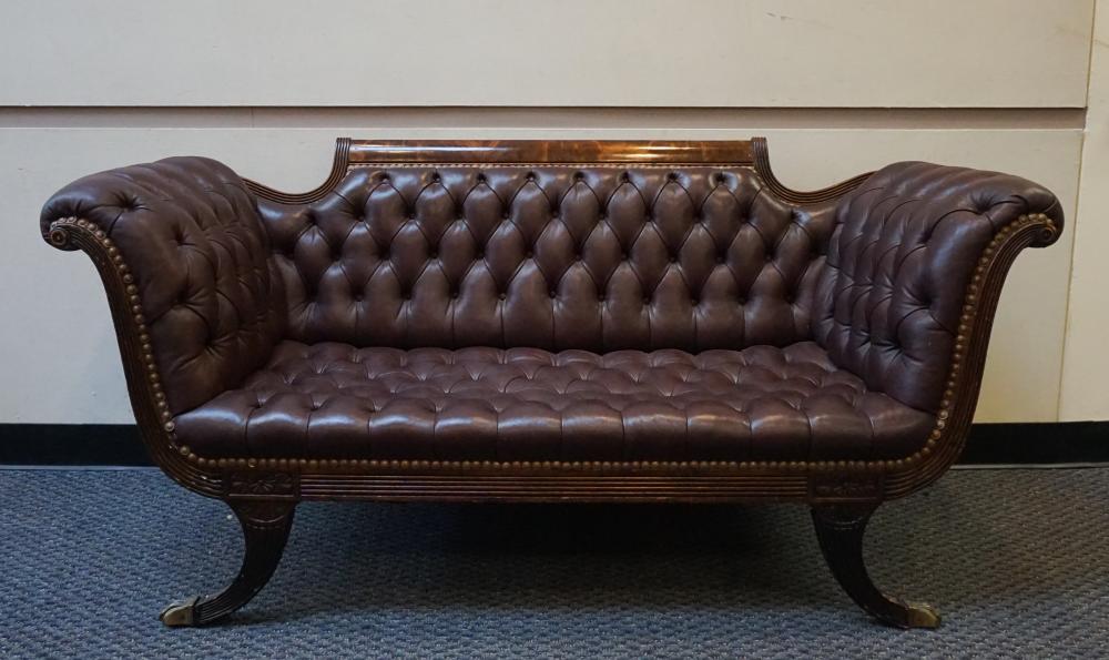 EMPIRE STYLE MAHOGANY AND BROWN TUFTED