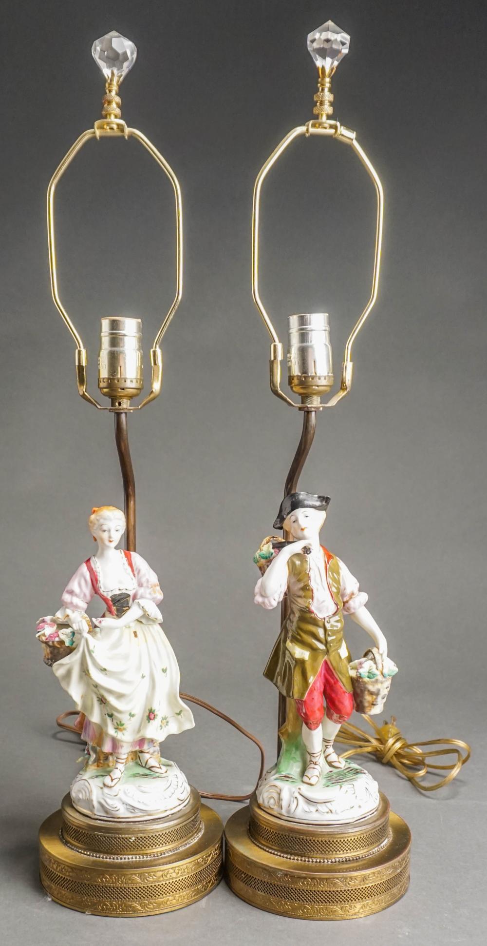 PAIR OF PORCELAIN FIGURINES MOUNTED