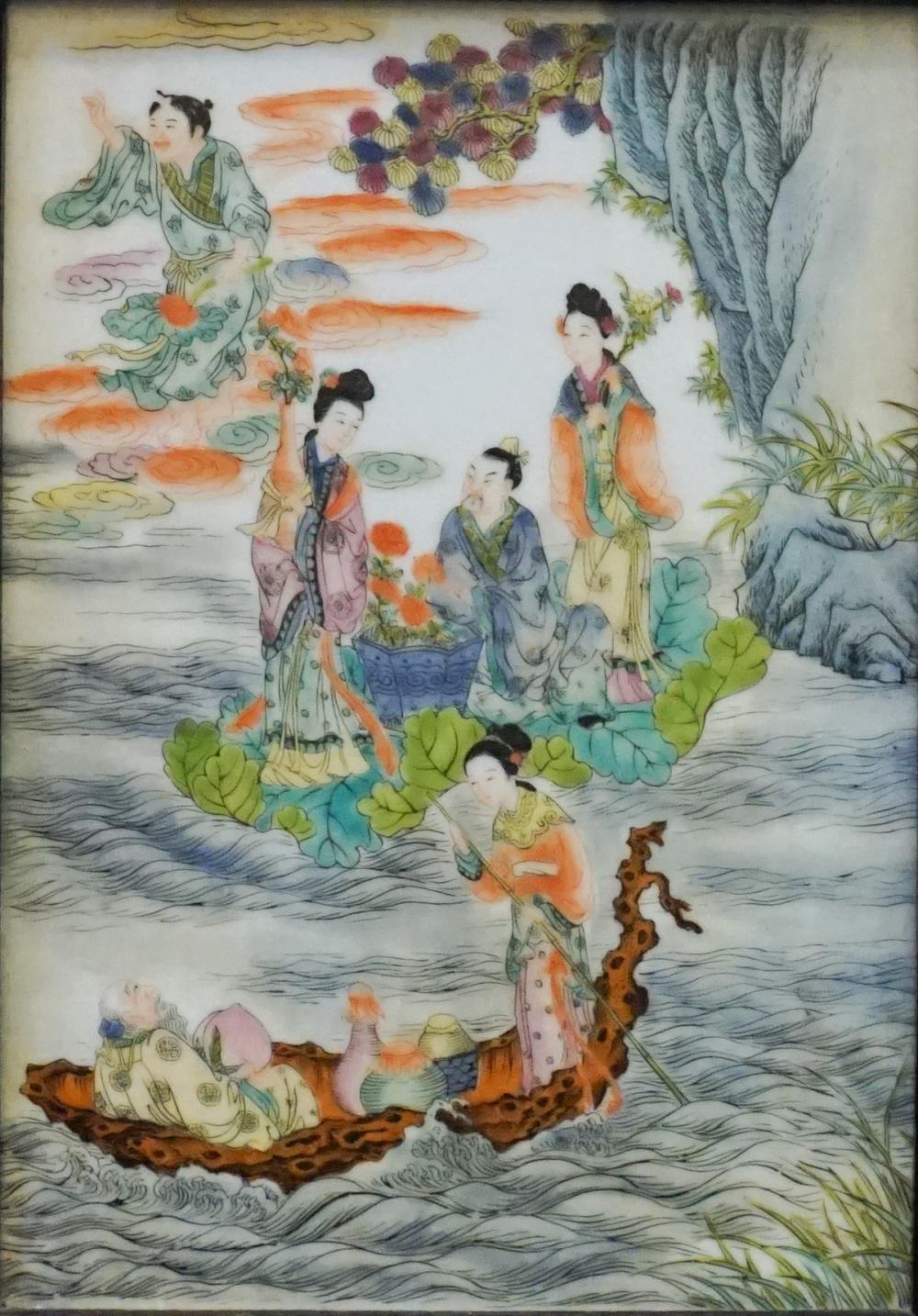 CHINESE FRAMED PORCELAIN PLAQUE,