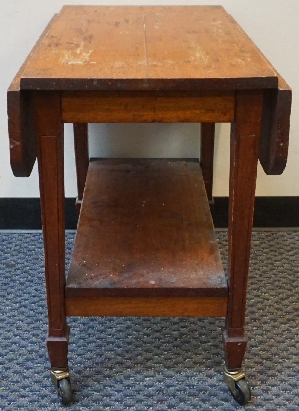 MAHOGANY DROP-LEAF BAR CART ON