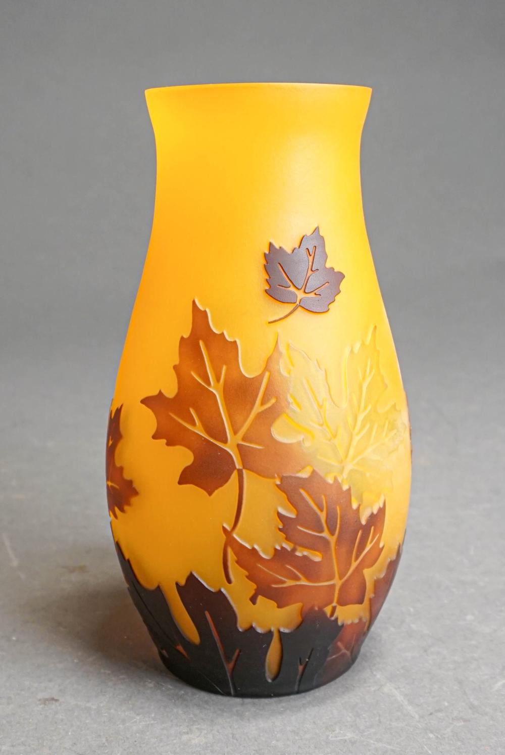 LEAF DECORATED CAMEO GLASS VASE,