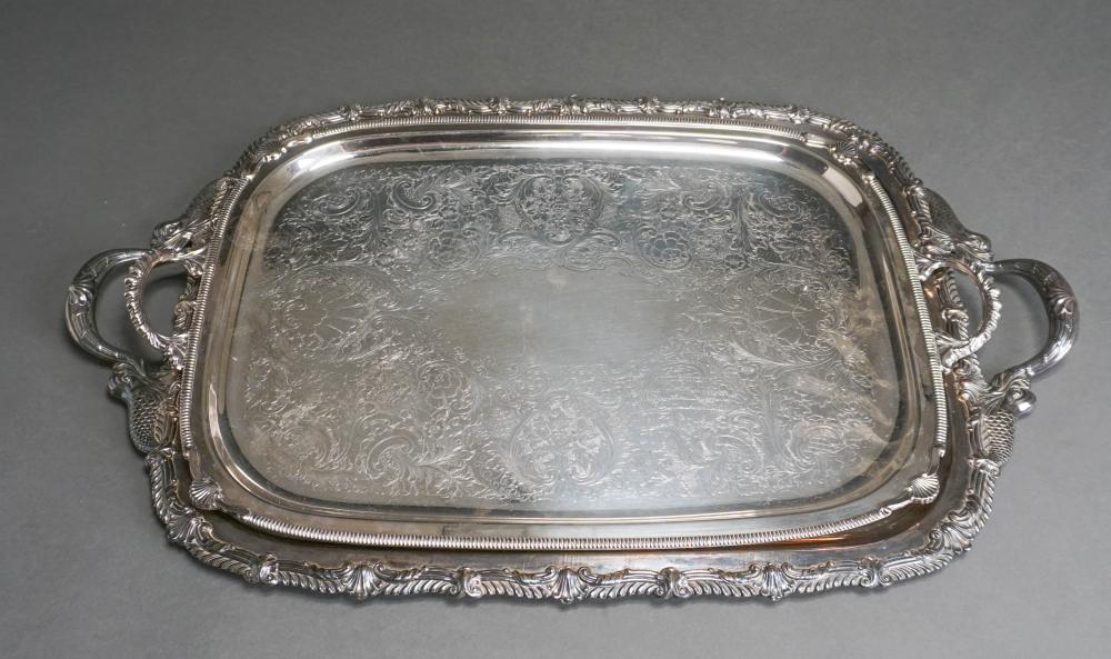 TWO SILVERPLATE TWO-HANDLE TRAYS,