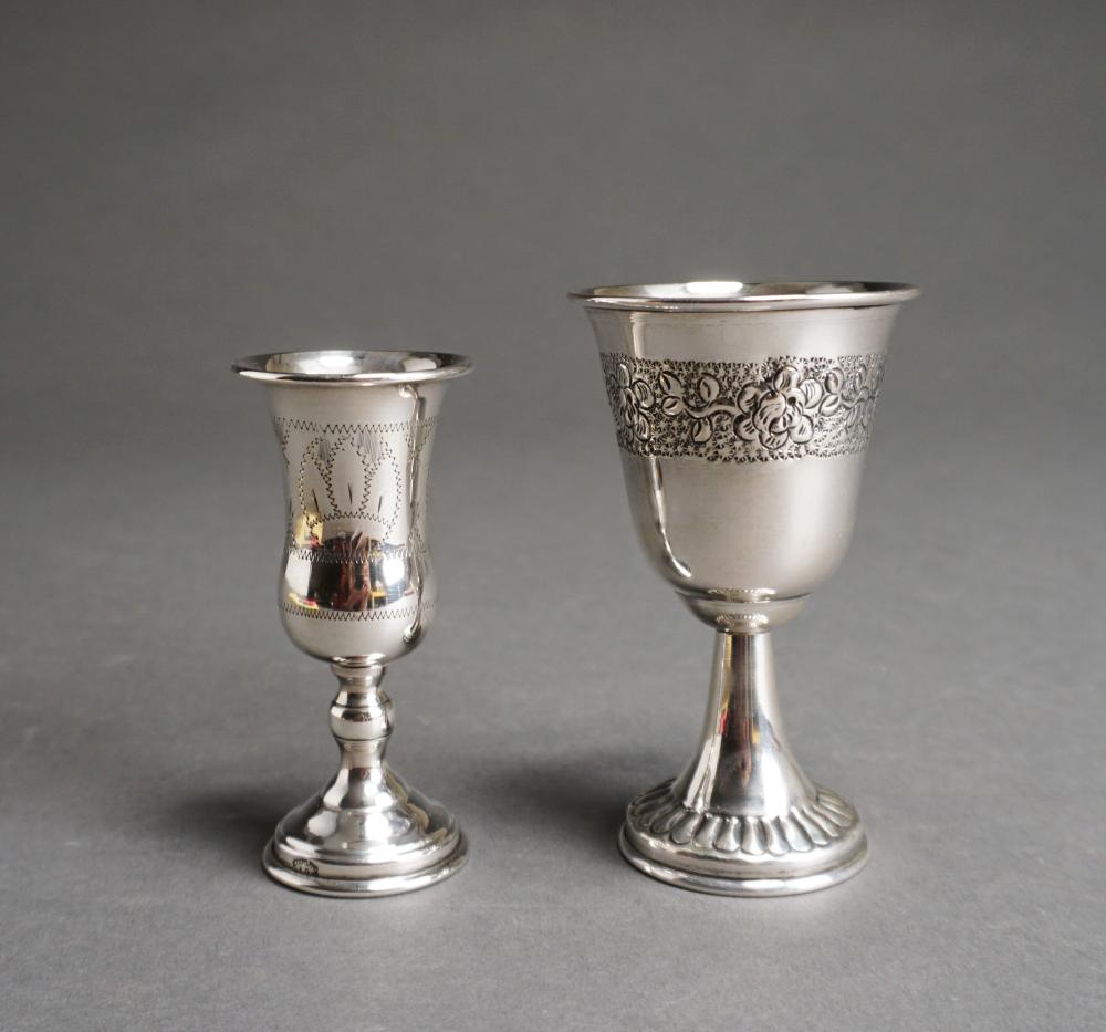TWO STERLING SILVER KIDDUSH CUPS  32d405