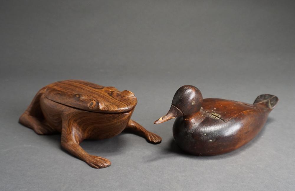 TWO ANIMAL-FORM WOOD BOXESTwo Animal-Form