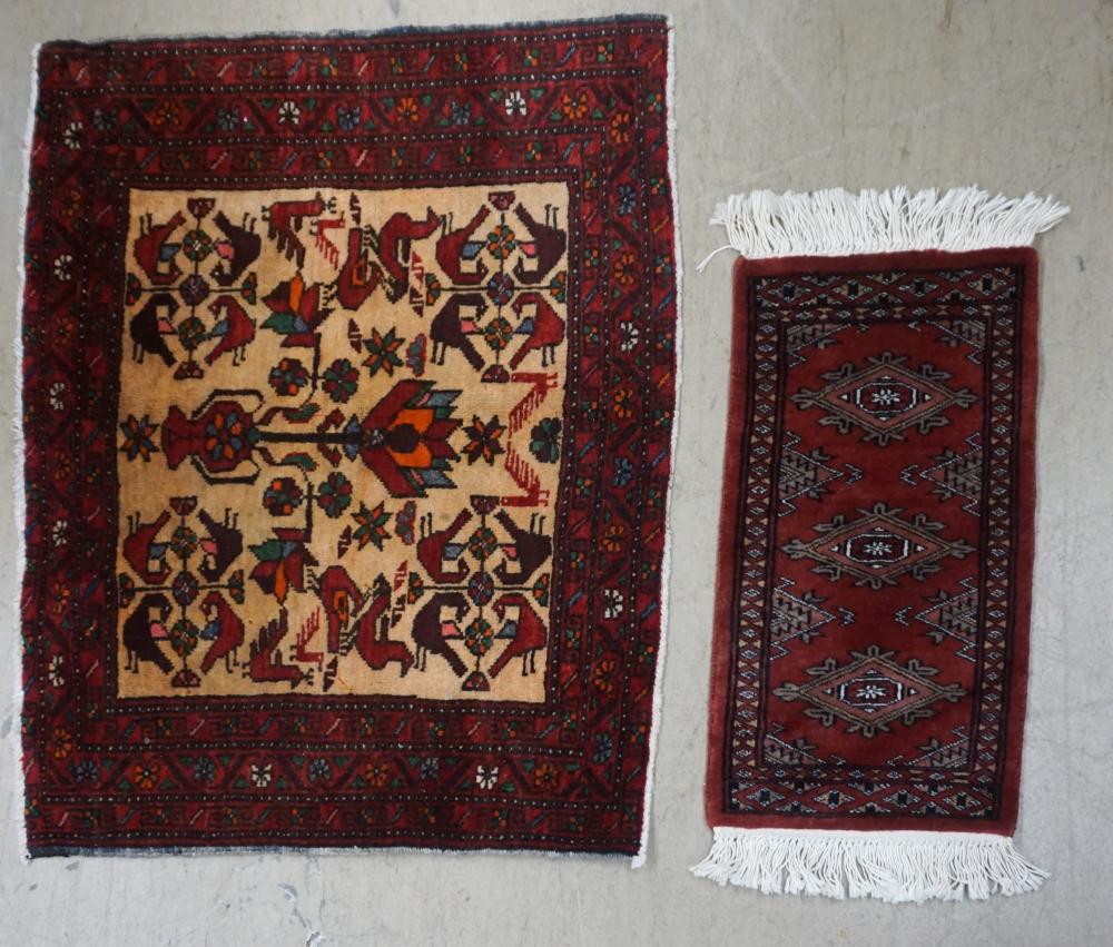 KILIM RUG AND THREE ASSORTED WOOL