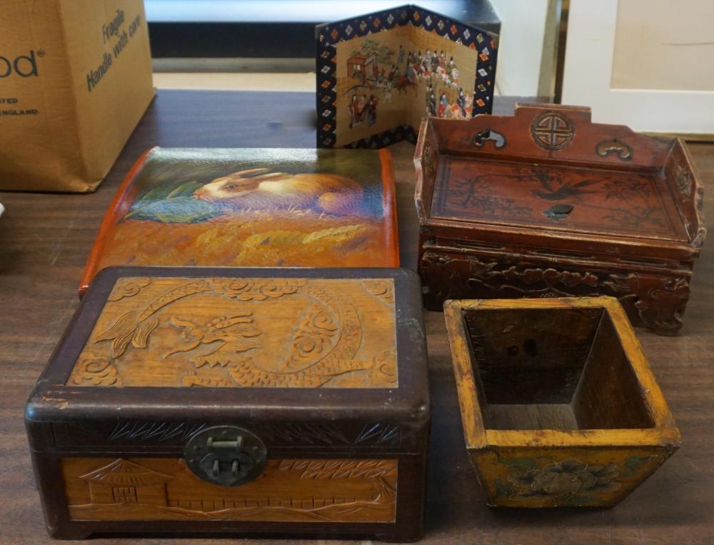 GROUP OF CHINESE WOOD BOXES AND 32d496