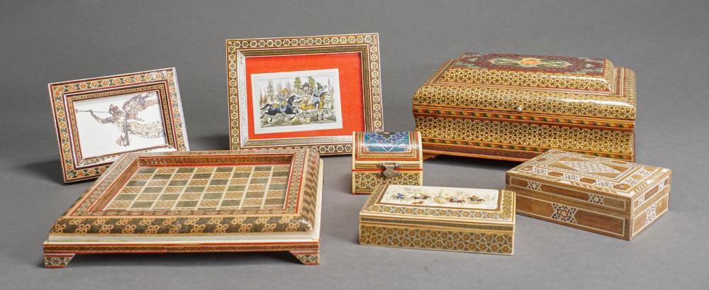 COLLECTION OF PAINTED WOOD AND ENAMEL