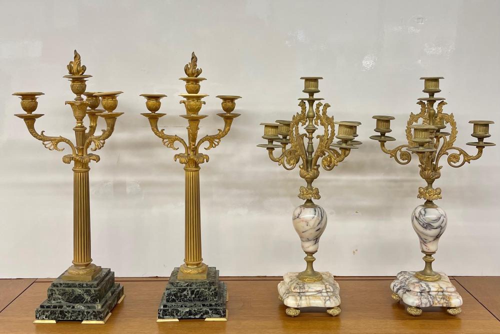 TWO PAIRS OF LOUIS XVI STYLE ORMOLU