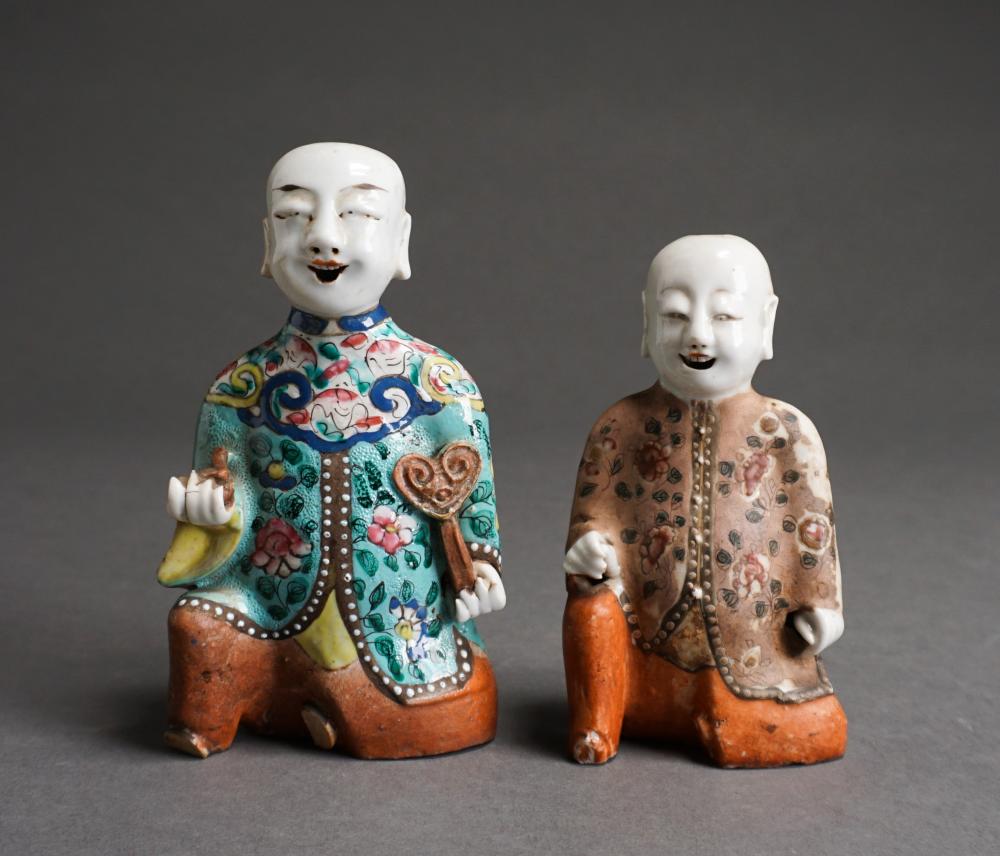 TWO CHINESE ENAMEL DECORATED FIGURAL