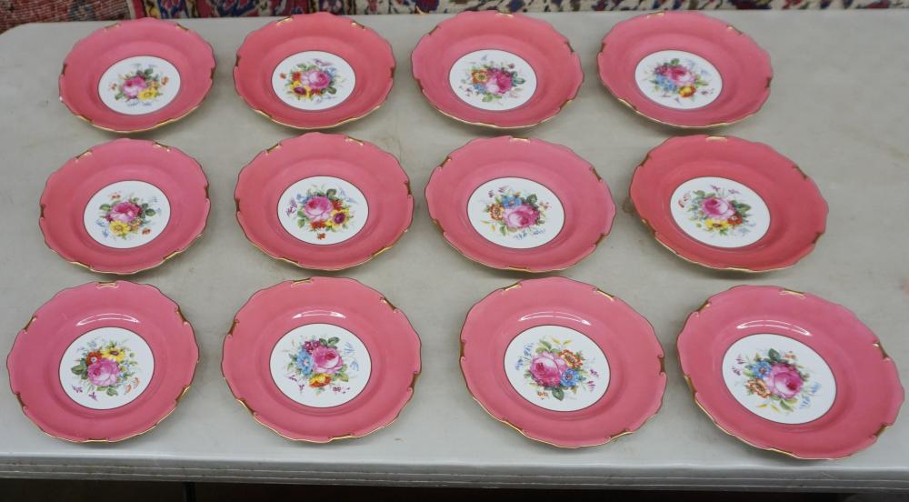 TWELVE ROYAL CROWN DERBY PINK BORDER 32d4ee