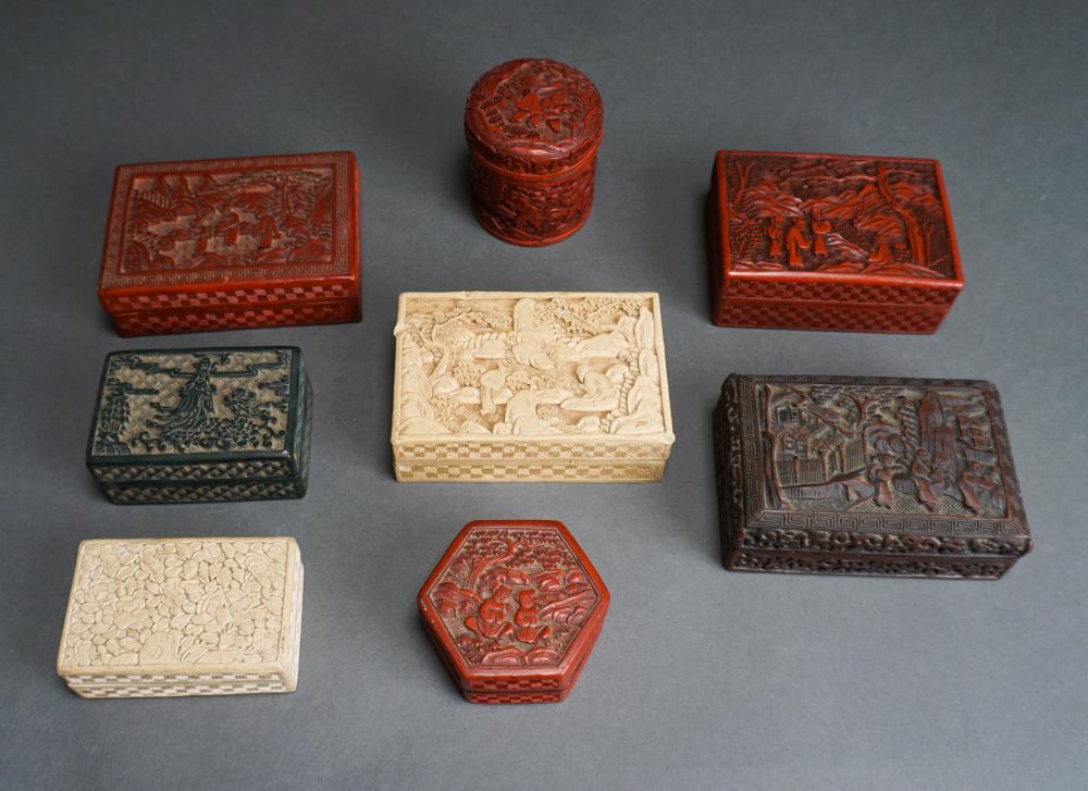 EIGHT CHINESE COVERED BOXESEight Chinese