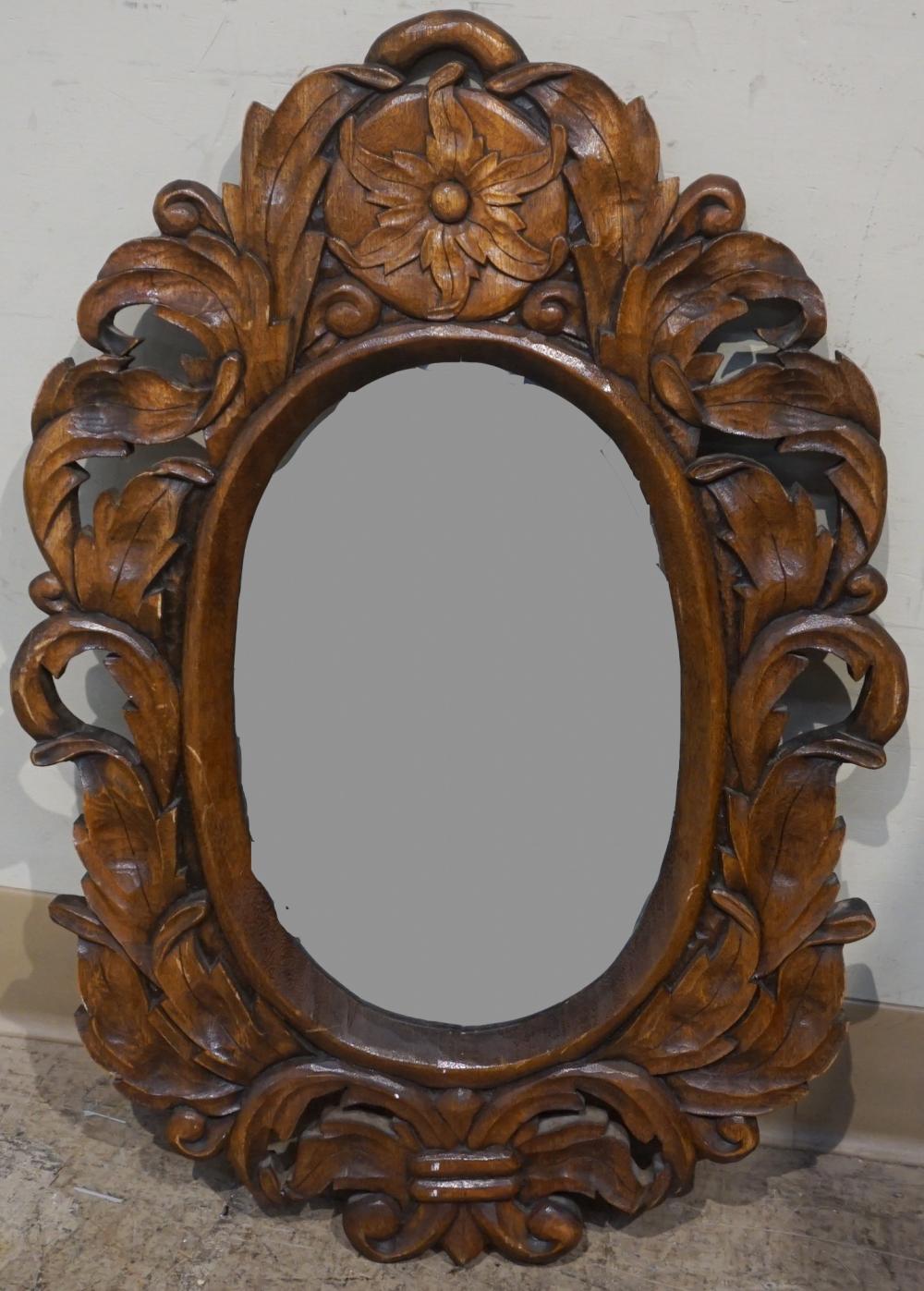 CHINESE CARVED WOOD MIRROR 27 32d541