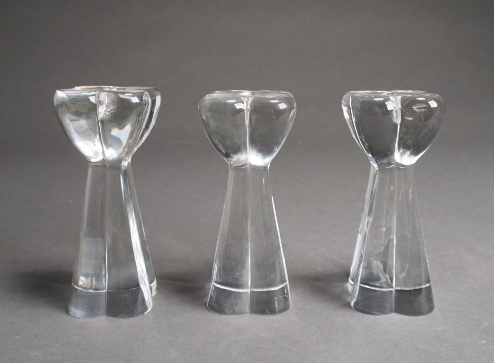 THREE BACCARAT CRYSTAL CANDLEHOLDERS  32d55d