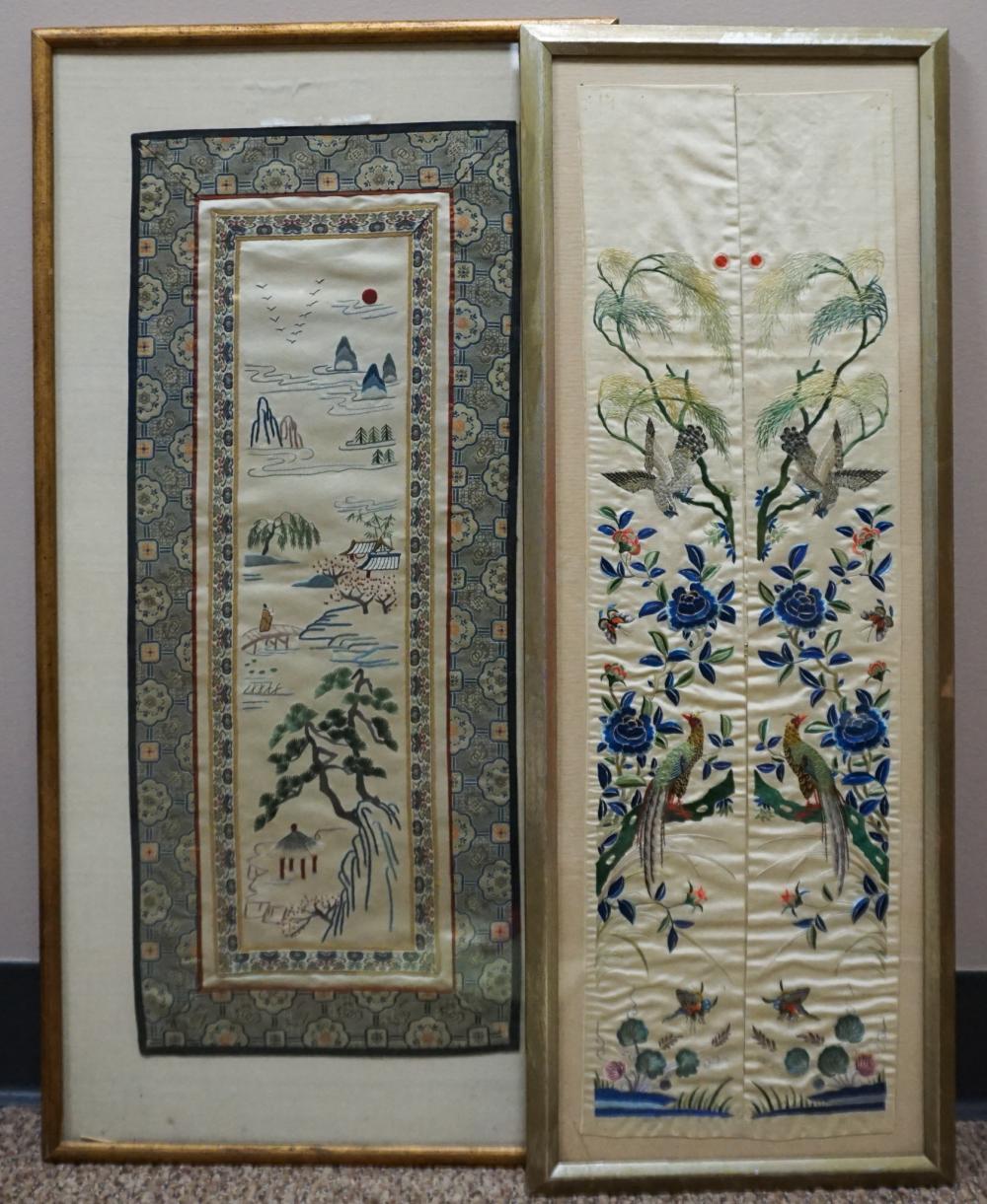 TWO CHINESE EMBROIDERED SILK PANELS  32d574