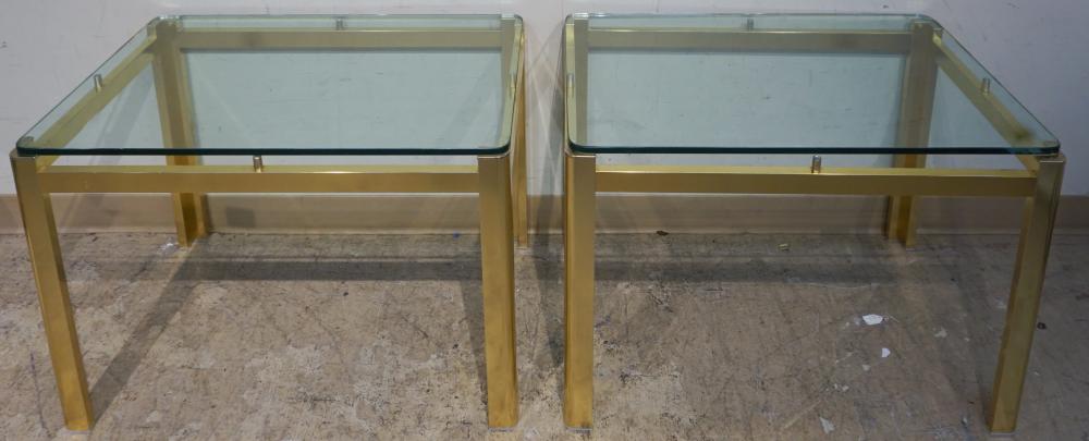 PAIR CONTEMPORARY BRASS AND GLASS