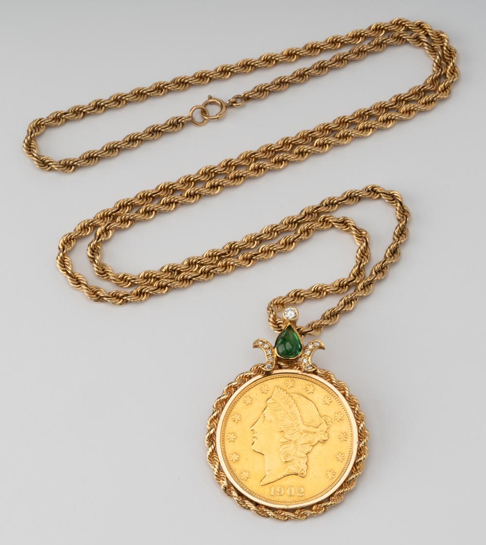 U.S. $20 LIBERTY GOLD COIN NECKLACEthe