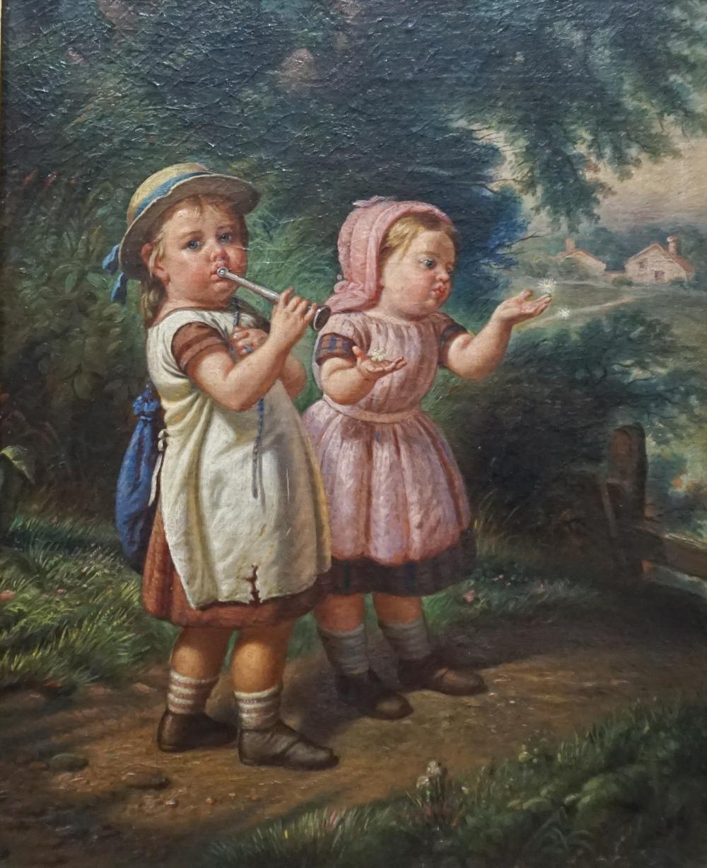 20TH CENTURY, TWO CHILDREN ON PATH,