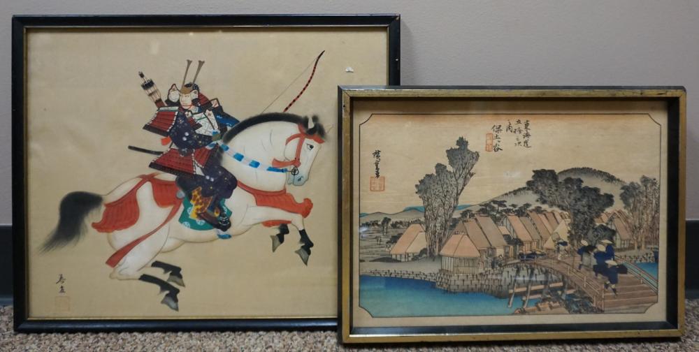 JAPANESE WOODBLOCK PRINT AND A 32d5cc