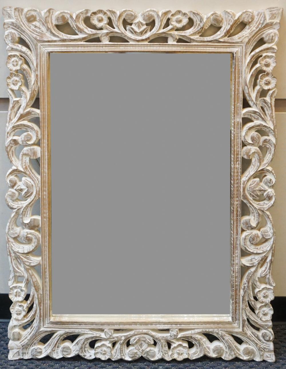 DISTRESSED CREAM PAINTED MIRROR 32d619