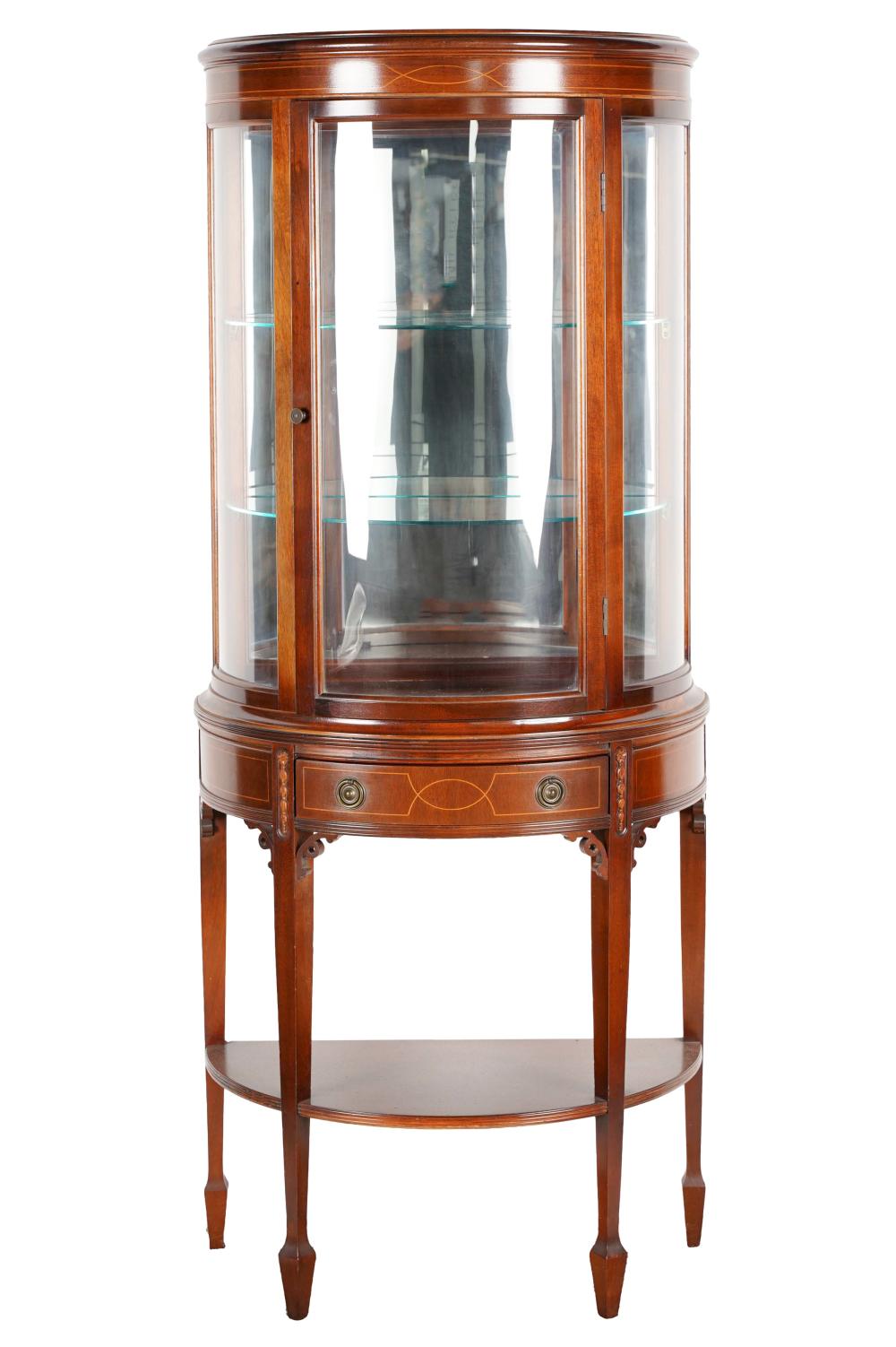 MAHOGANY DEMILUNE VITRINE CABINET20th