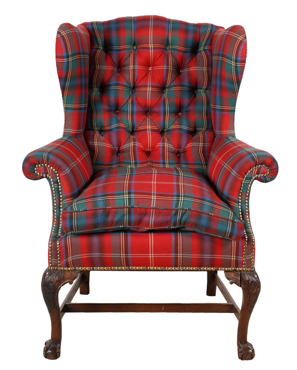 CHIPPENDALE-STYLE WINGCHAIRcovered