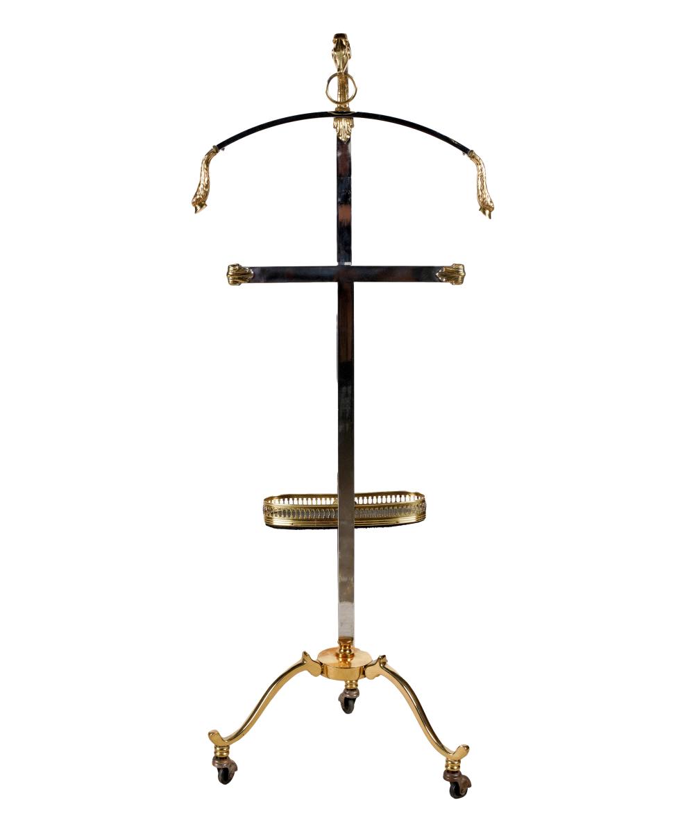 GILT & CHROMED METAL VALET STAND20th