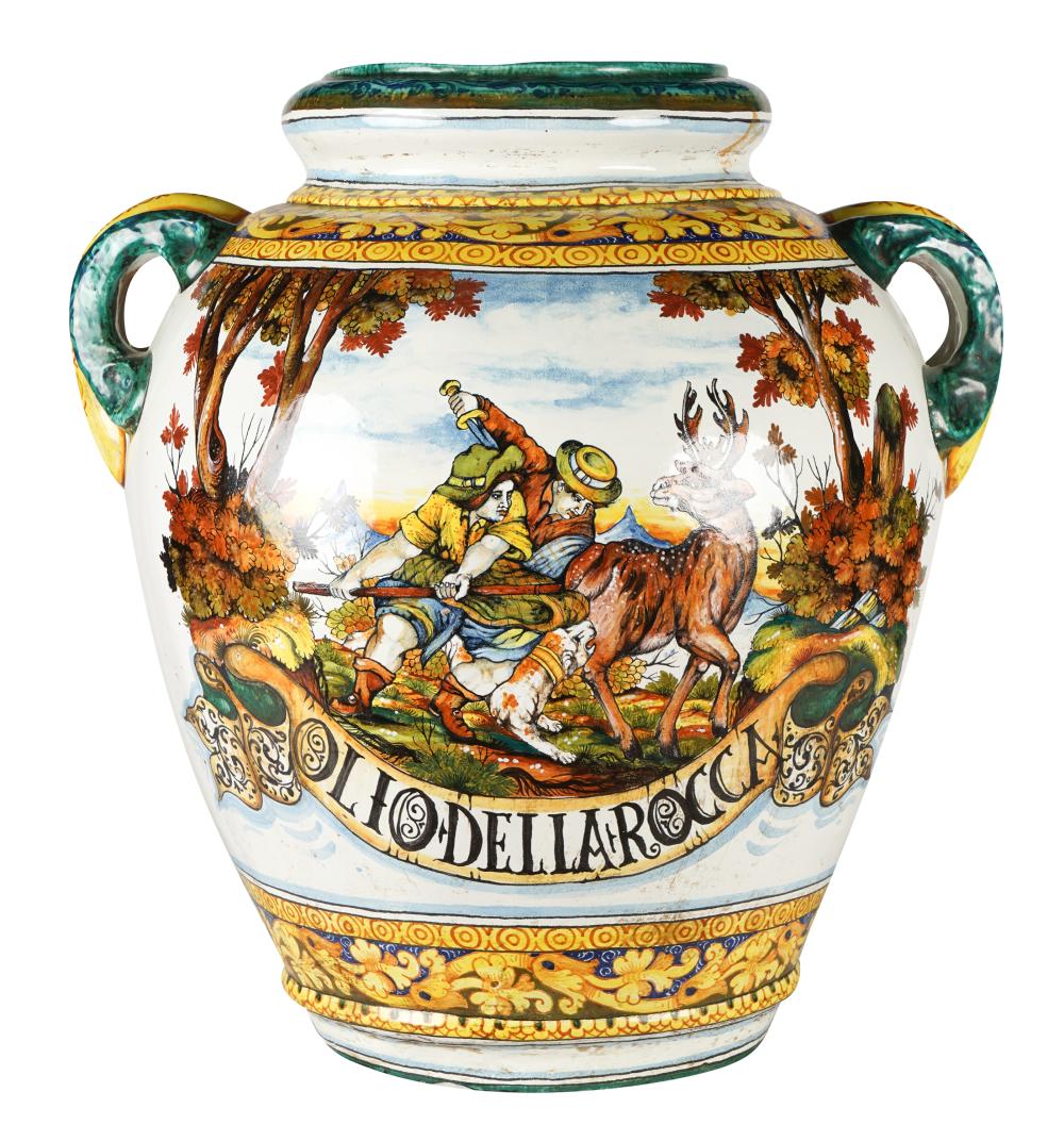 LARGE ITALIAN MAJOLICA URNhand painted 32d63c