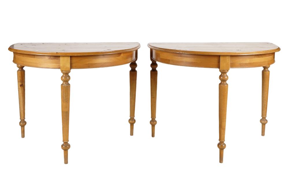 PAIR OF PINE DEMILUNE TABLES20th