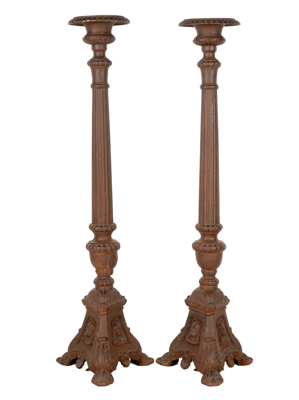 PAIR OF NEOCLASSICAL CAST IRON CANDLE