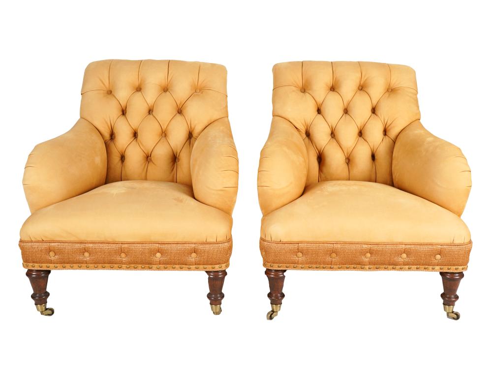 PAIR OF GEORGE SMITH-STYLE UPHOLSTERED