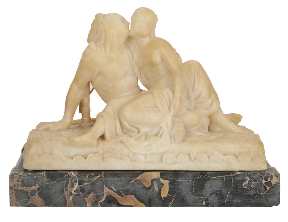 CONTINENTAL CARVED ALABASTER FIGURAL 32d6bb