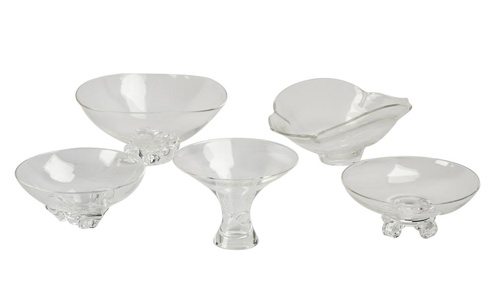 GROUP OF FIVE STEUBEN GLASS BOWLSeach