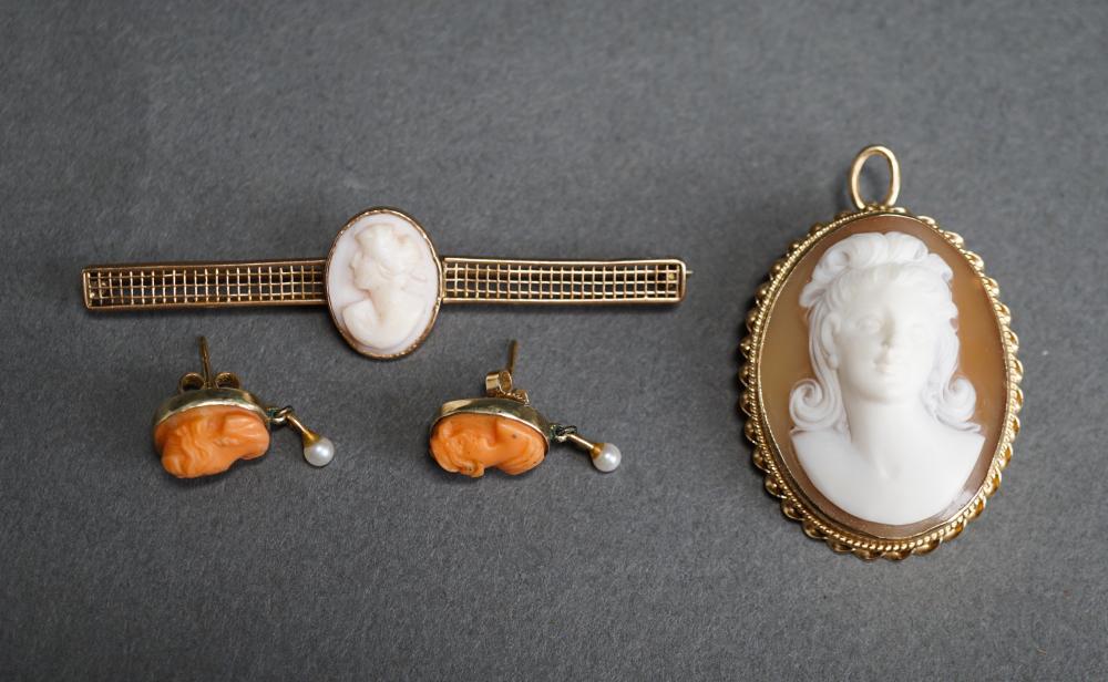 COLLECTION OF GOLD MOUNTED CAMEO