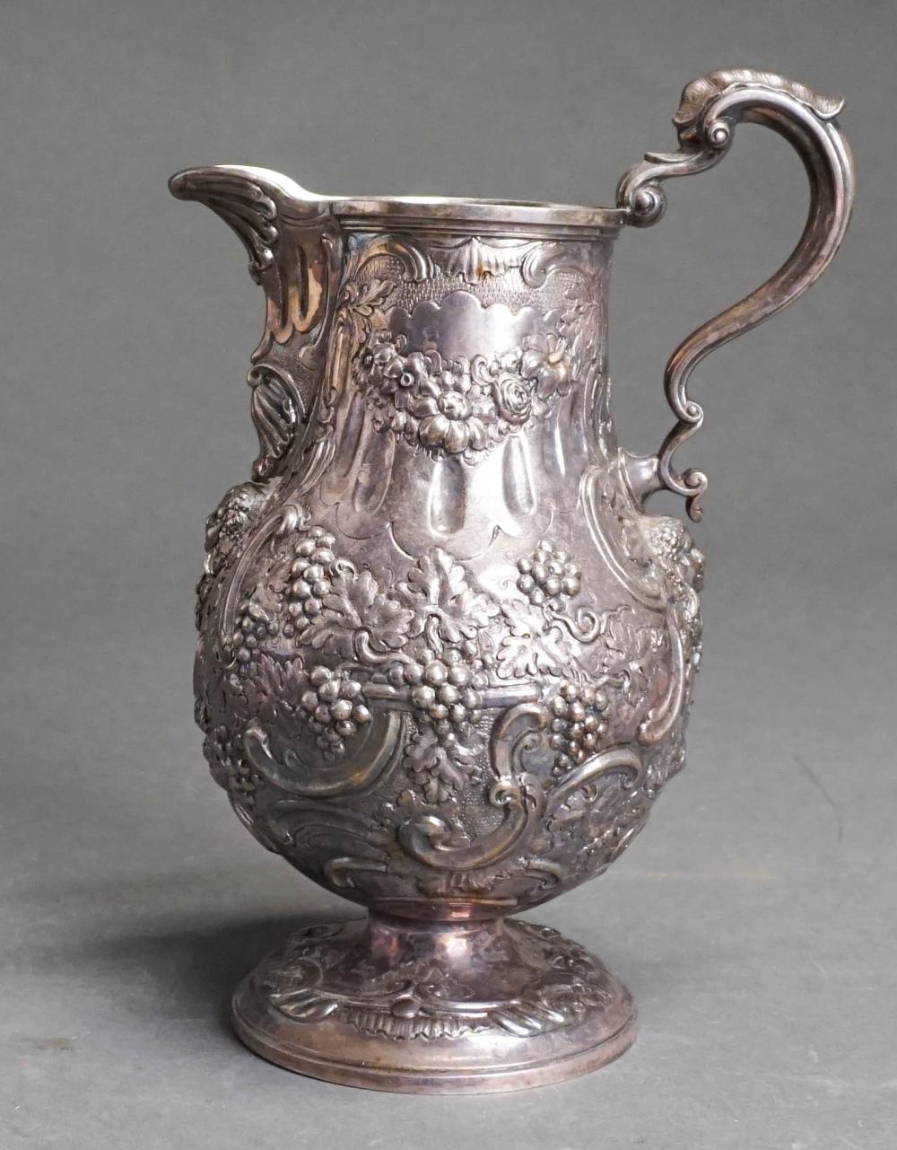 VICTORIAN REPOUSSE SILVER PITCHER 32d7a5