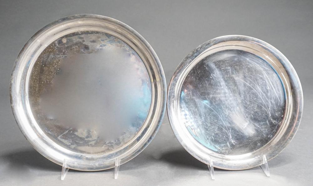 TWO STERLING SILVER BUTLER TRAYS: