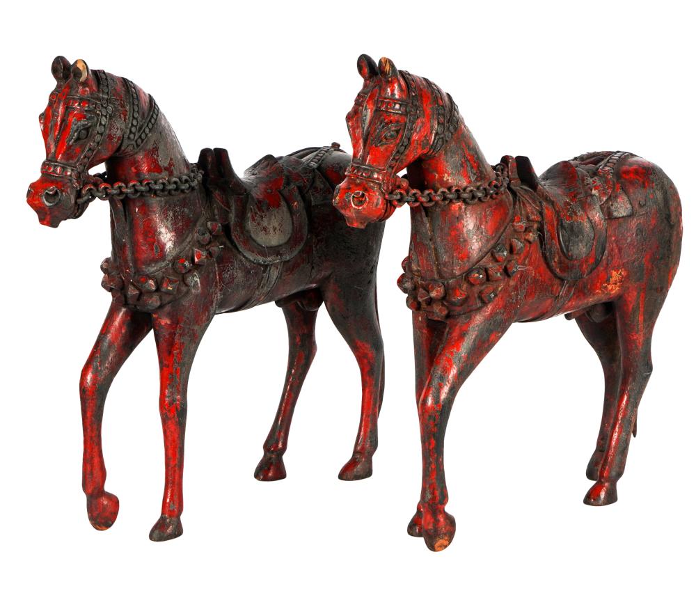 PAIR INDIAN PAINTED OR LACQUERED