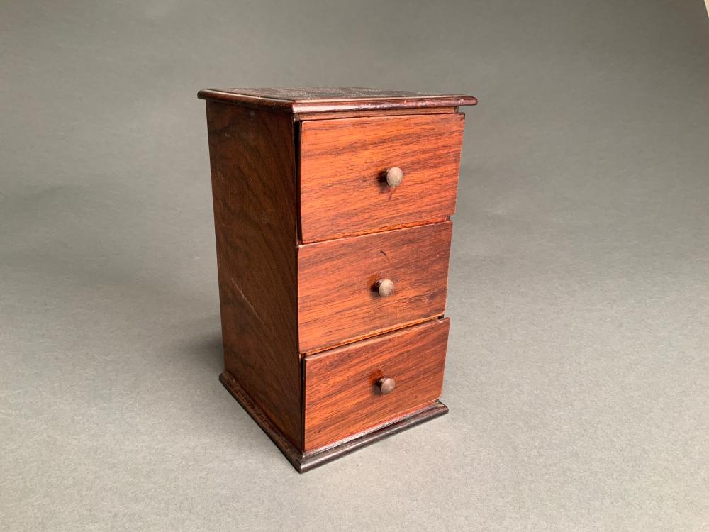 MINIATURE MAHOGANY FILE CABINET  32d7d4