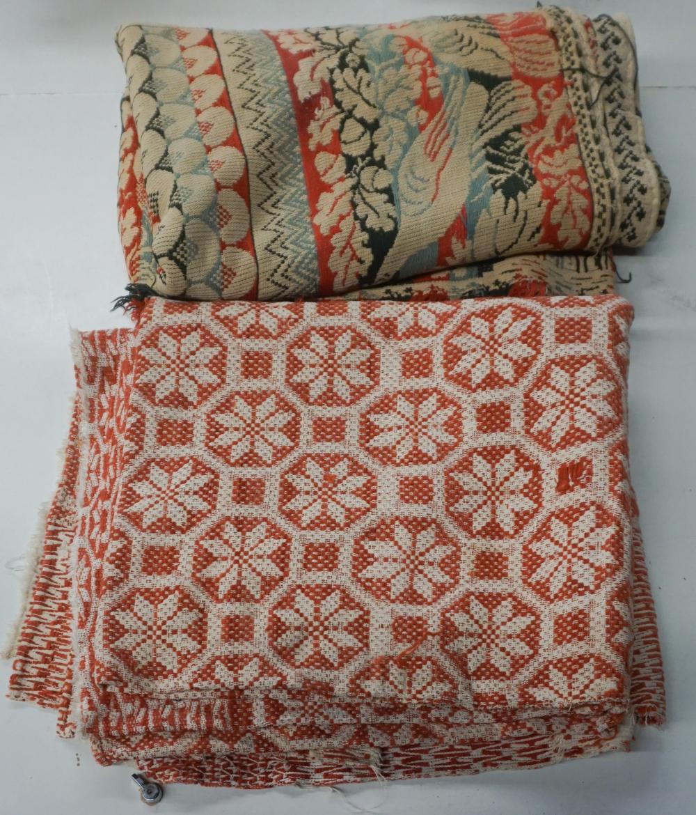 TWO JACQUARD WOVEN COVERLETSTwo