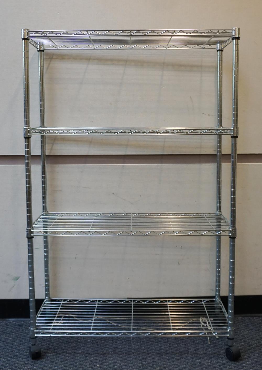 CHROME PLATE STORAGE RACK ON WHEELS  32d817