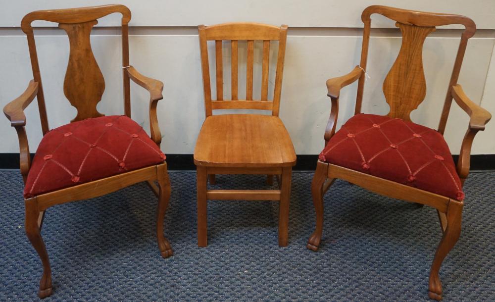 PAIR WALNUT ARMCHAIRS AND FRUITWOOD 32d81b