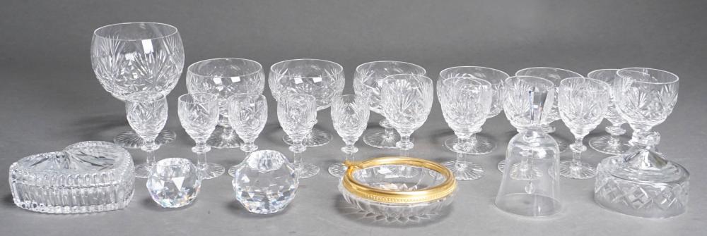 GROUP OF CRYSTAL STEM GLASSES, TWO SWAROVSKI